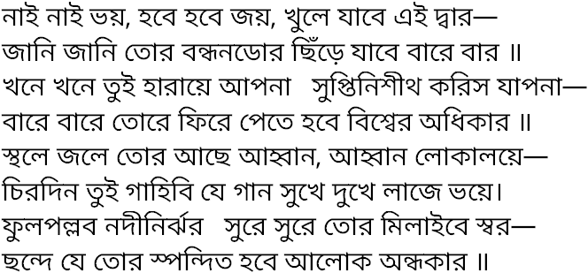 Tagore song nai nai bhoy hobe hobe joy