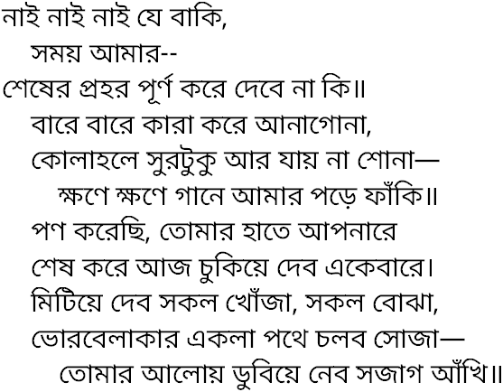 Tagore song nai nai nai je baki