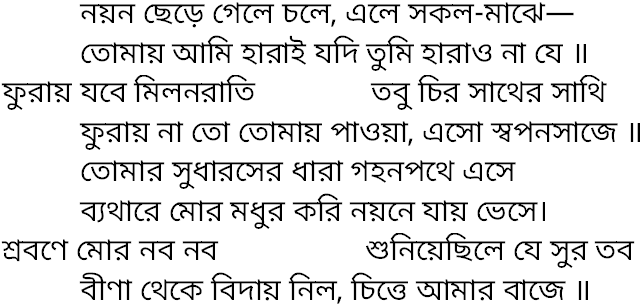 Tagore song nayan chhere gele chole