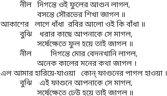 Tagore song nil digonte oi phuler