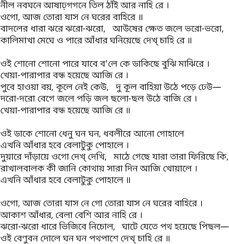 Tagore song nil nabaghane asharogagone