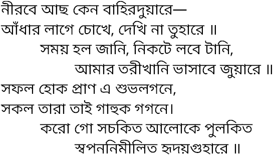 Tagore song nirabe achho keno