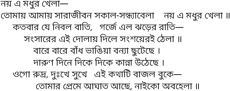 Tagore song noy e modhur khela