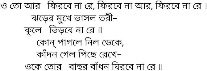 Tagore song o to ar phirbe na re