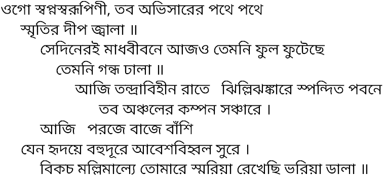Tagore song ogo swapnoswarupini tabo