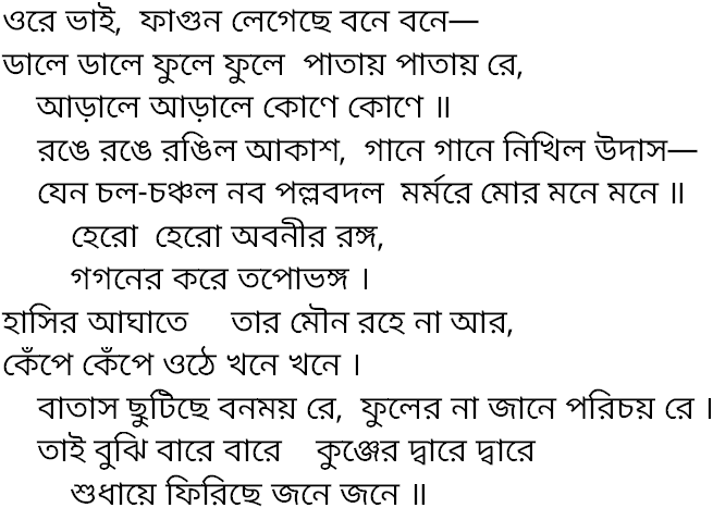 Tagore song ore bhai phagun legechhe