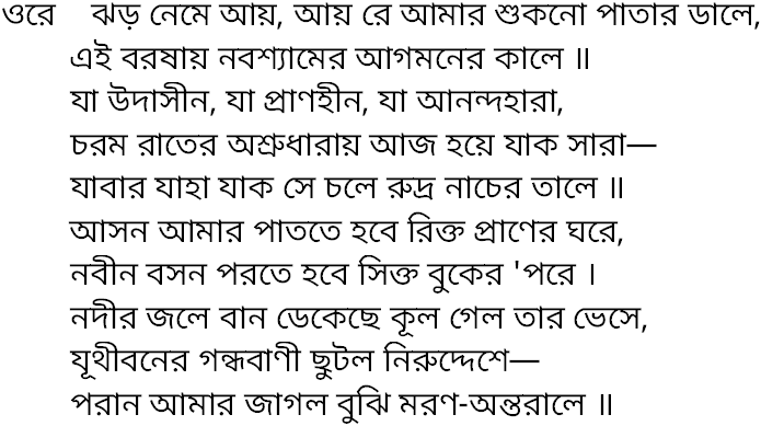 Tagore song ore jhor neme aye