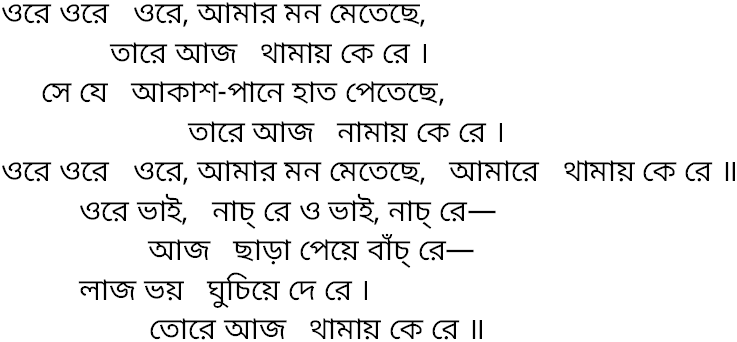 Tagore song ore amar mon metechhe