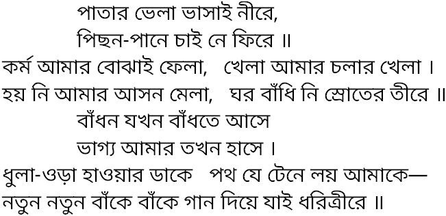 Tagore song patar bhela bhasai nire