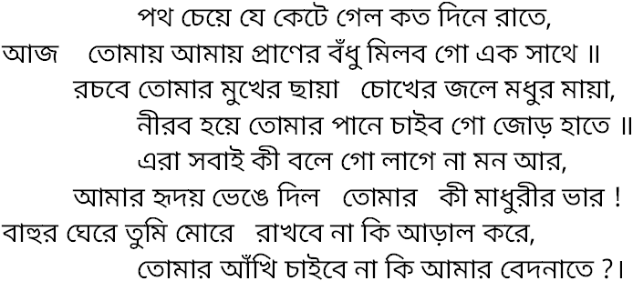 Tagore song poth cheye je kete gelo