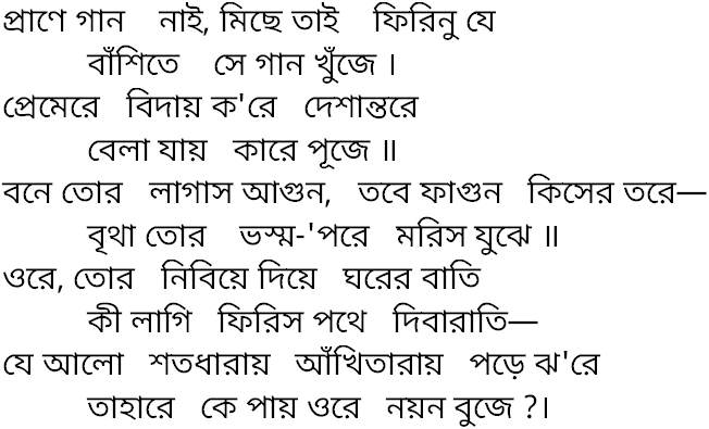 Tagore song prane gan nai michhe