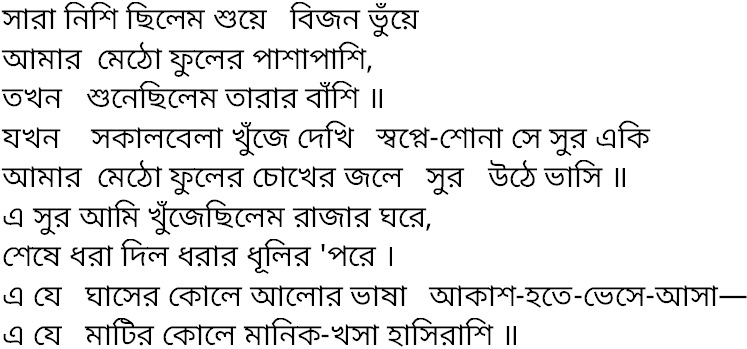 Tagore song sara nishi chhilem