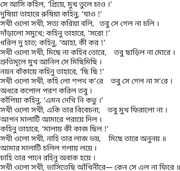 Tagore song se asi kohilo priye