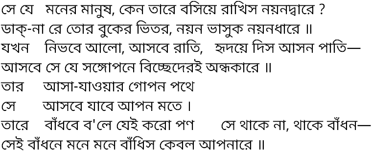 Tagore song se je moner manus