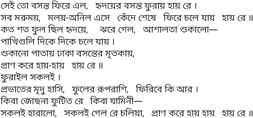 Tagore song sei to basanta phire elo