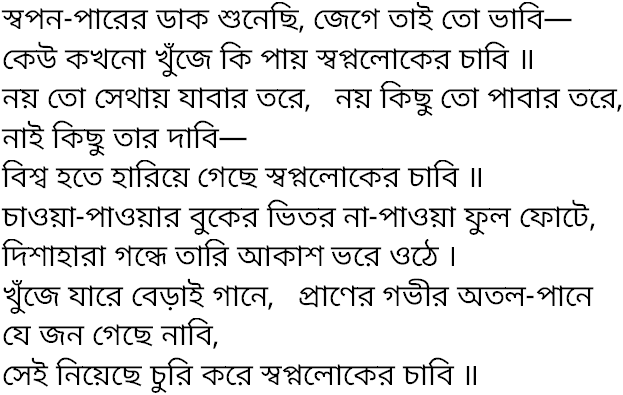 Tagore song swapan parer dak