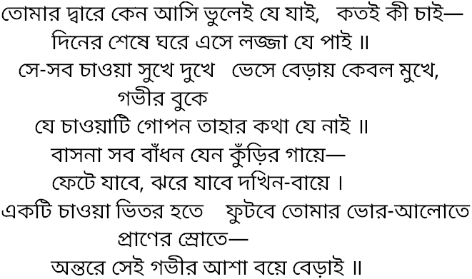 Tagore song tomar dware keno asi