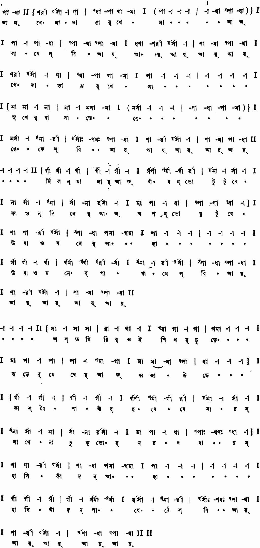 Notation aj khela bhangar khela