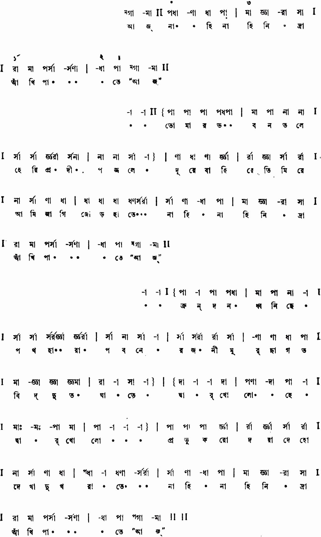 Notation aj nahi nahi nidra