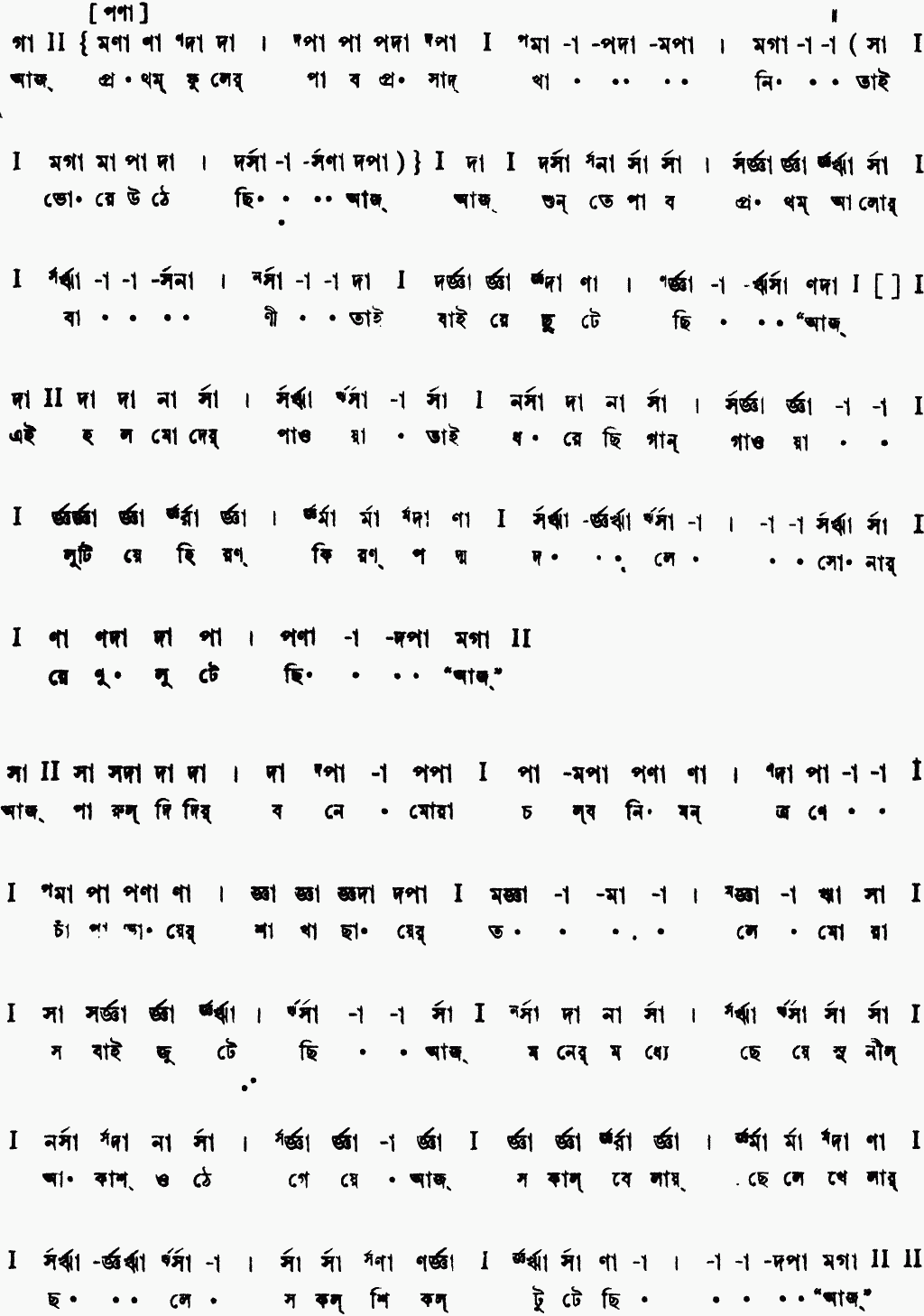 Notation aj pratham phuler