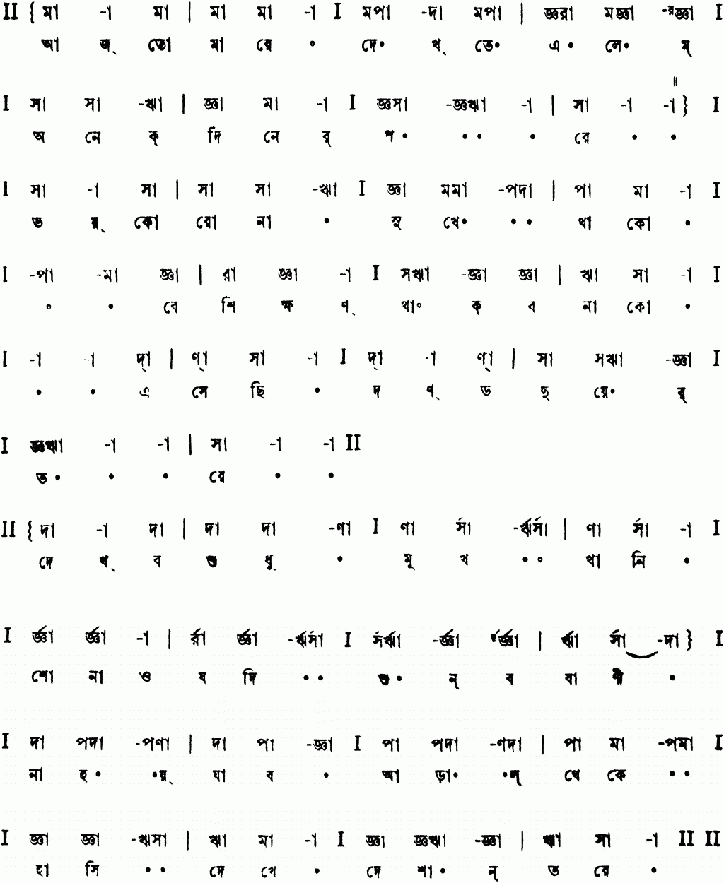 Notation aj tomare dekhte elem
