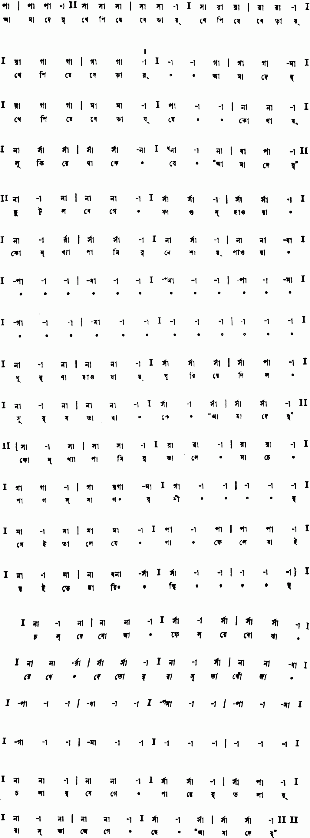 Notation amader khepiye beray