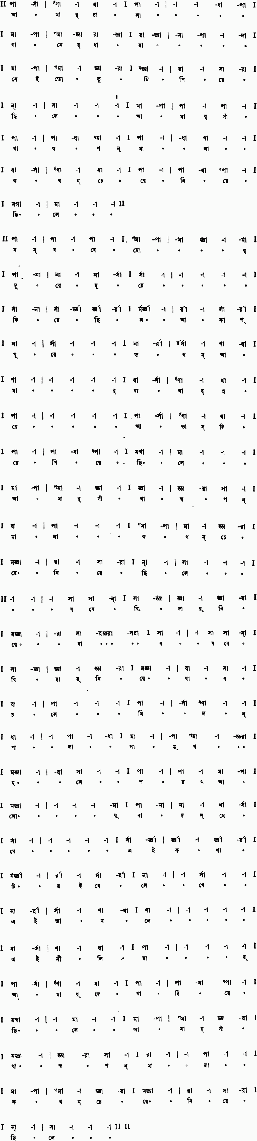 Notation amar dhala ganer dhara