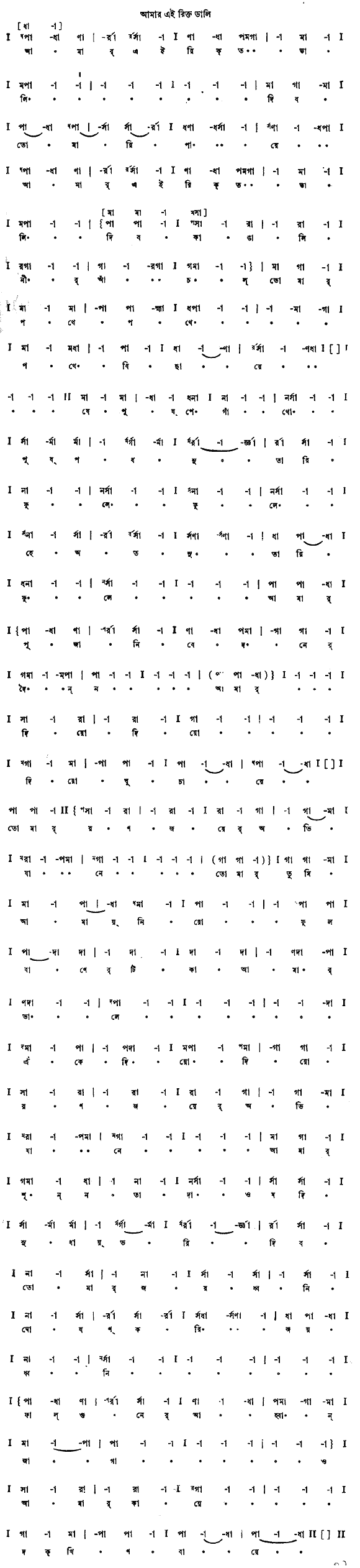 Notation amar ei rikto dali