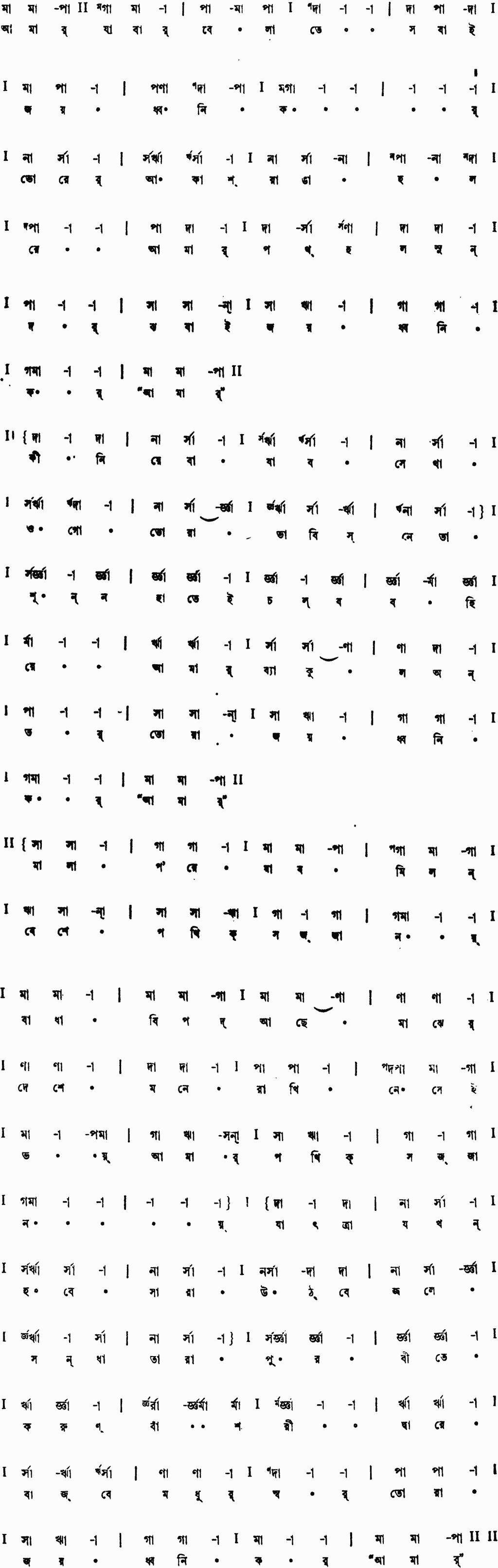 Notation amar jabar belate