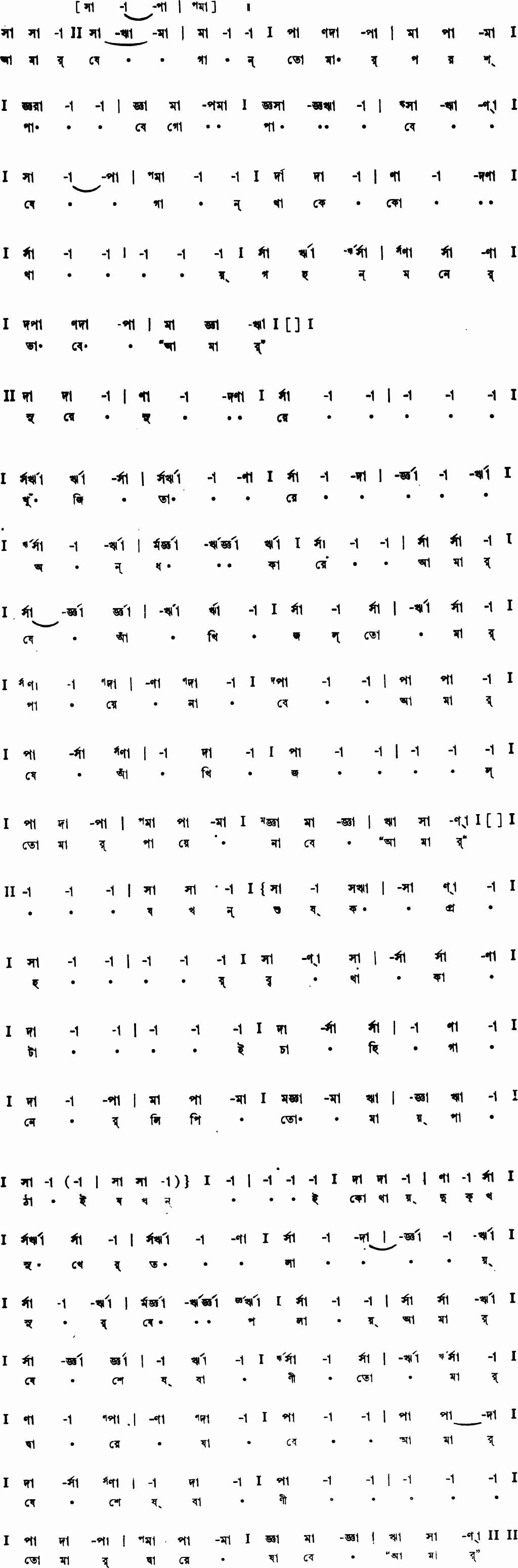 Notation amar je gan tomar
