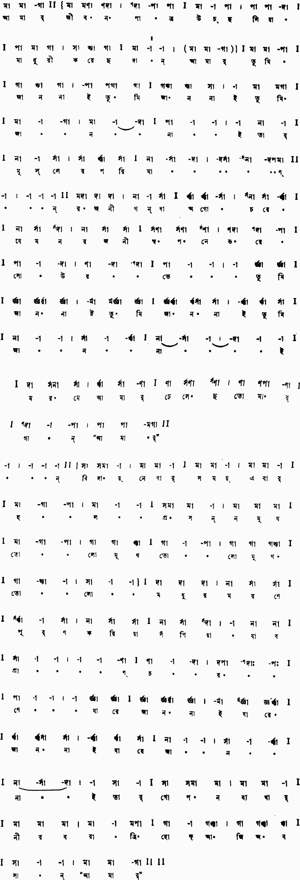 Notation amar jibanpatro uchcholia