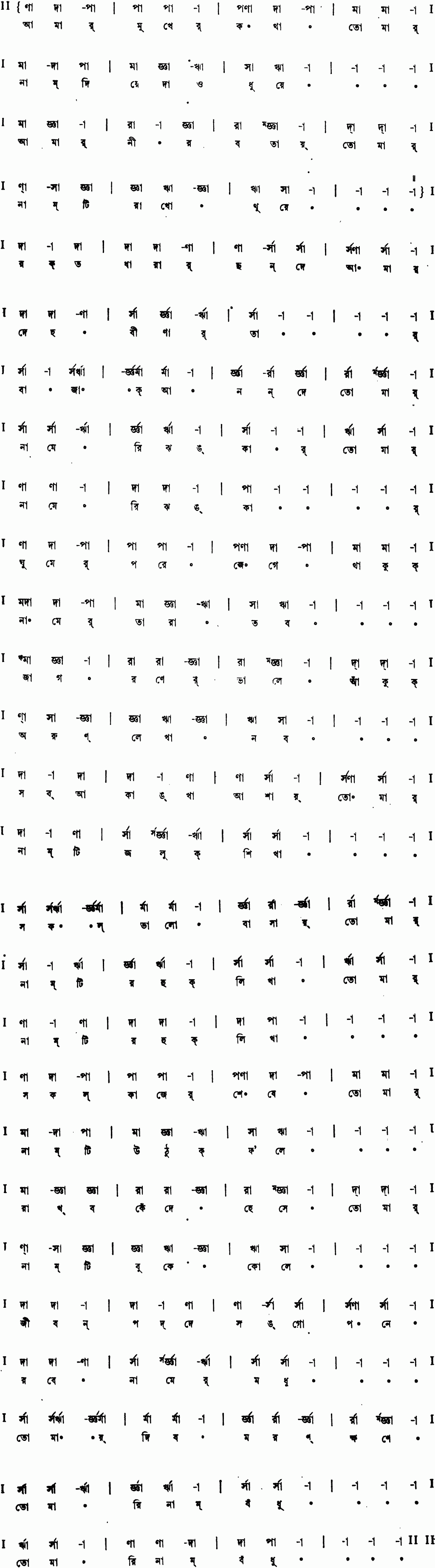 Notation amar mukher katha tomar