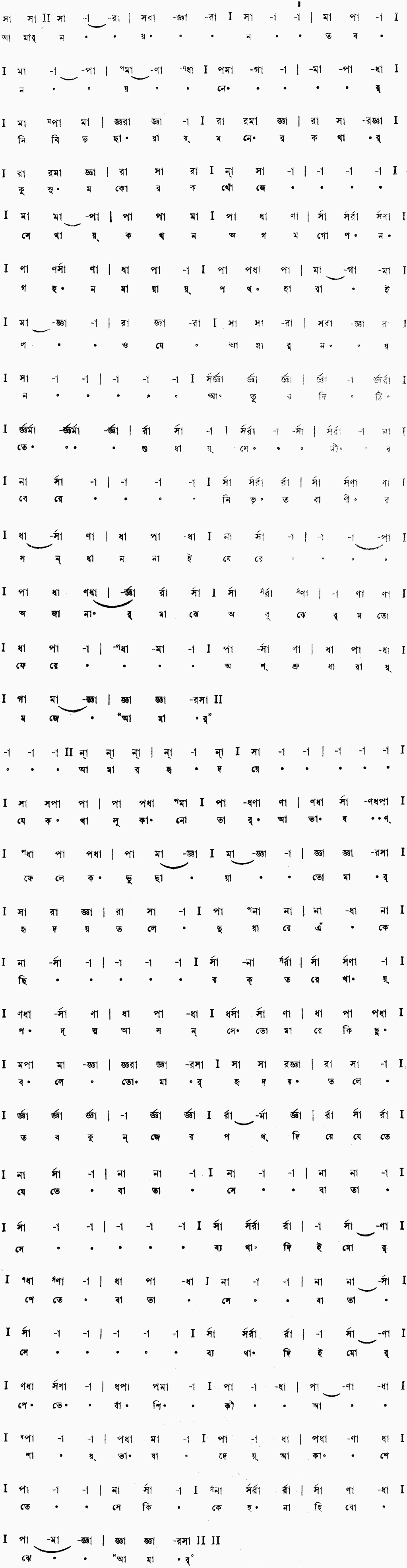 Notation amar nayan tabo nayaner