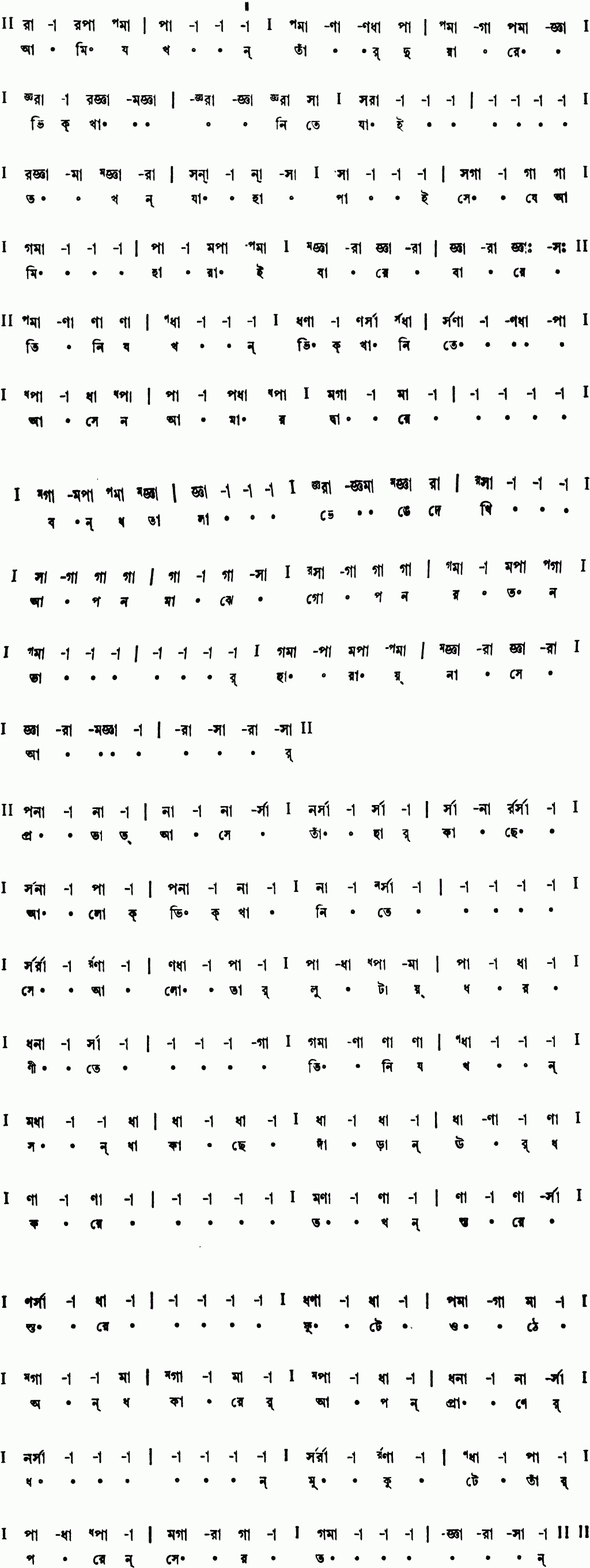 Notation ami jakhon tar duyare