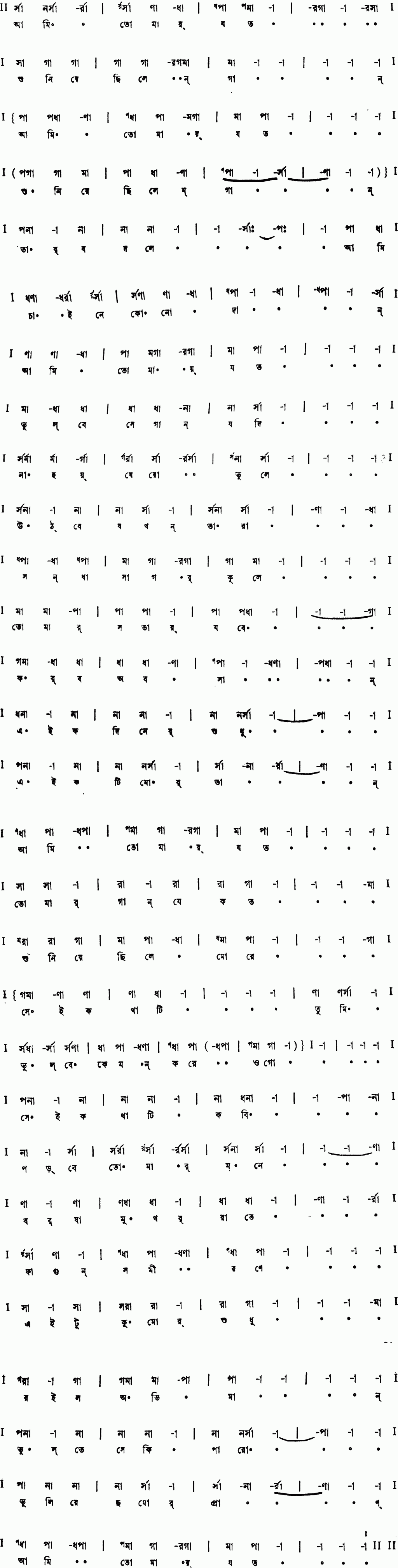 Notation ami tomay jato