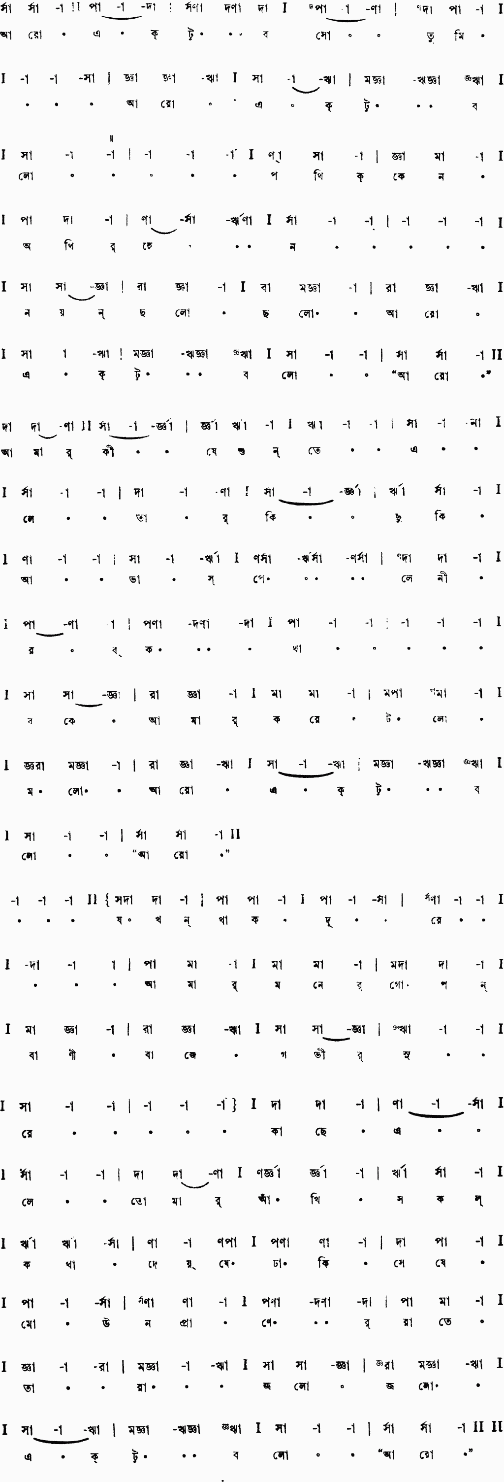 Notation aro ektu boso