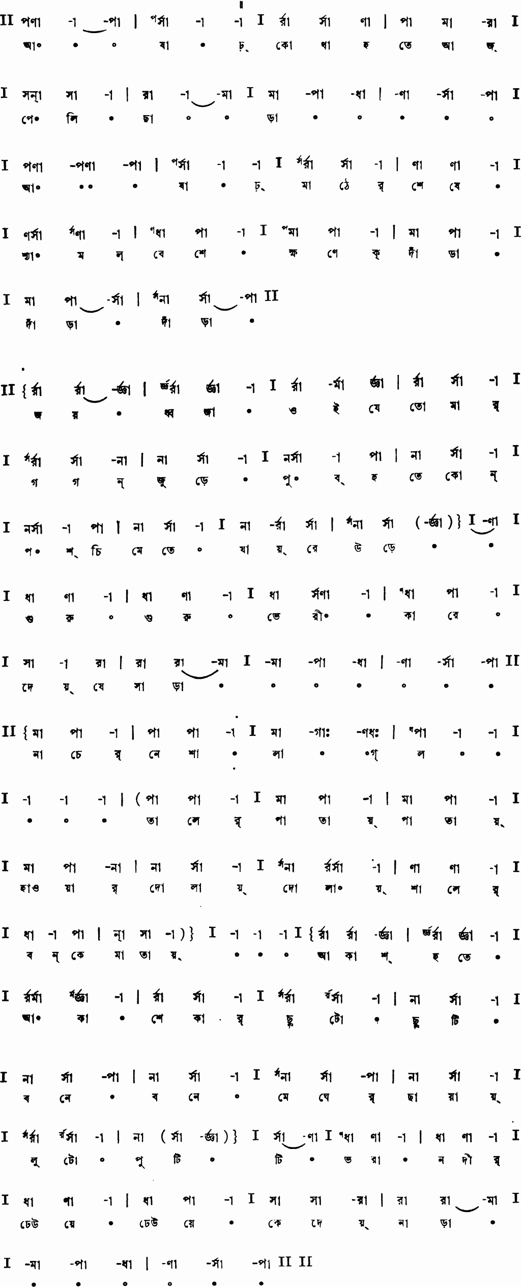 Notation ashar kotha hote aj