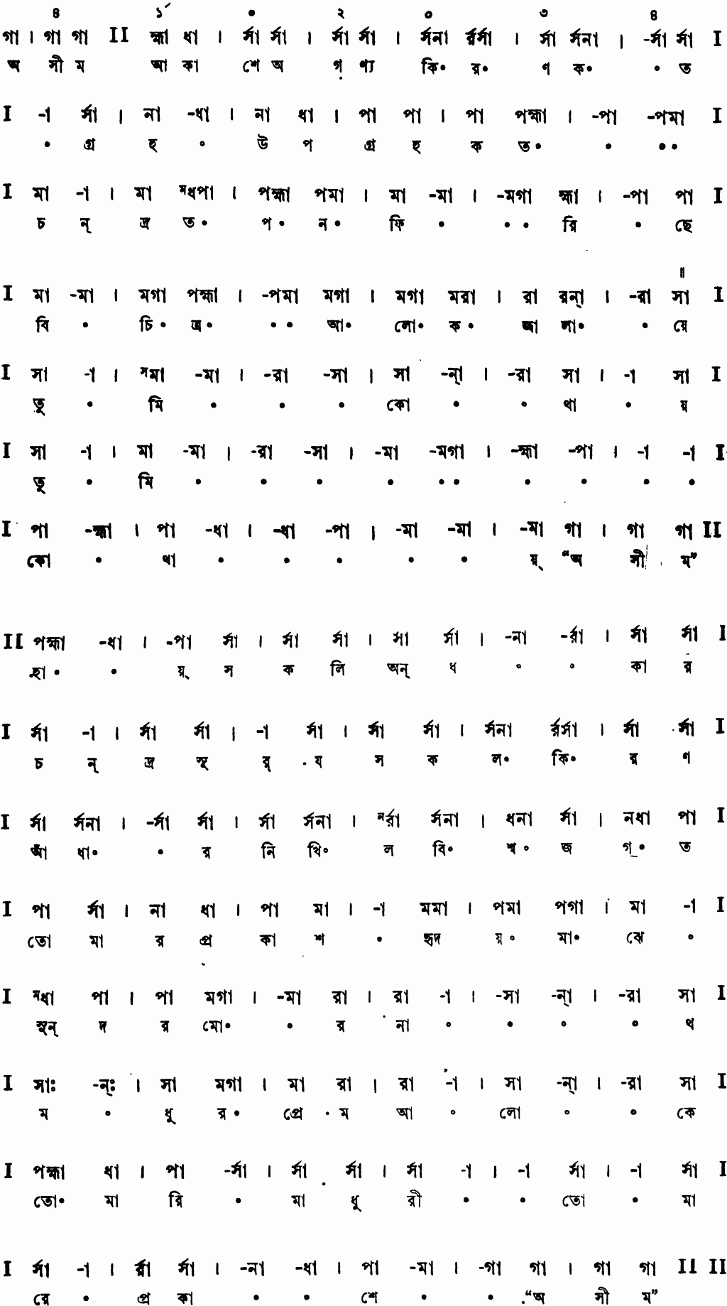 Notation asim akashe agonyo