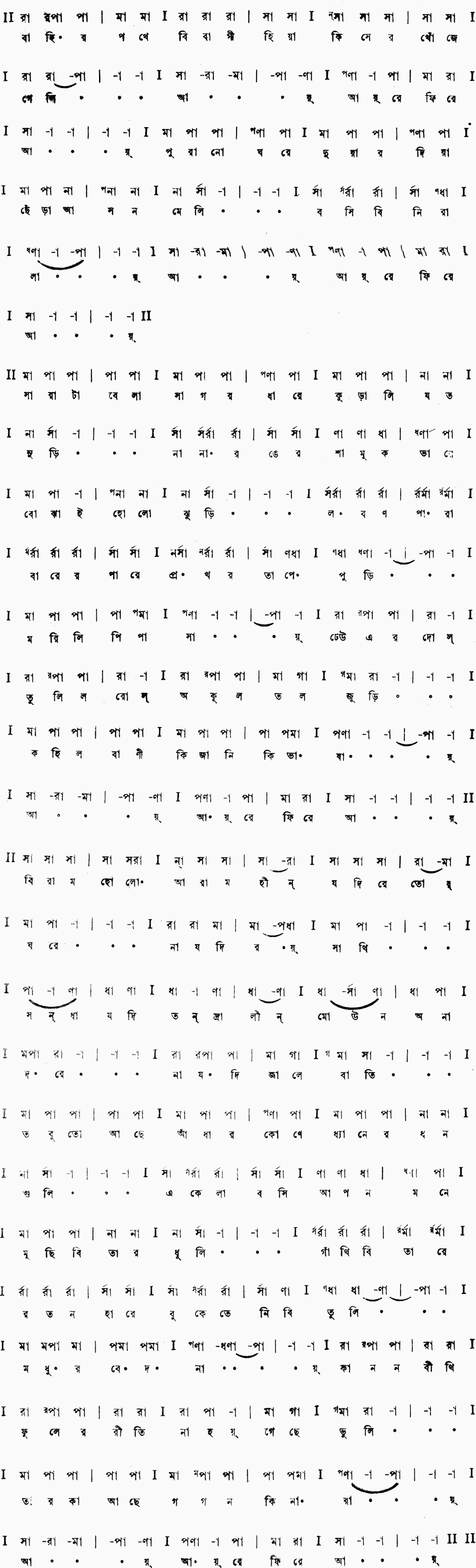 Notation bahir pothe bibagi hiya