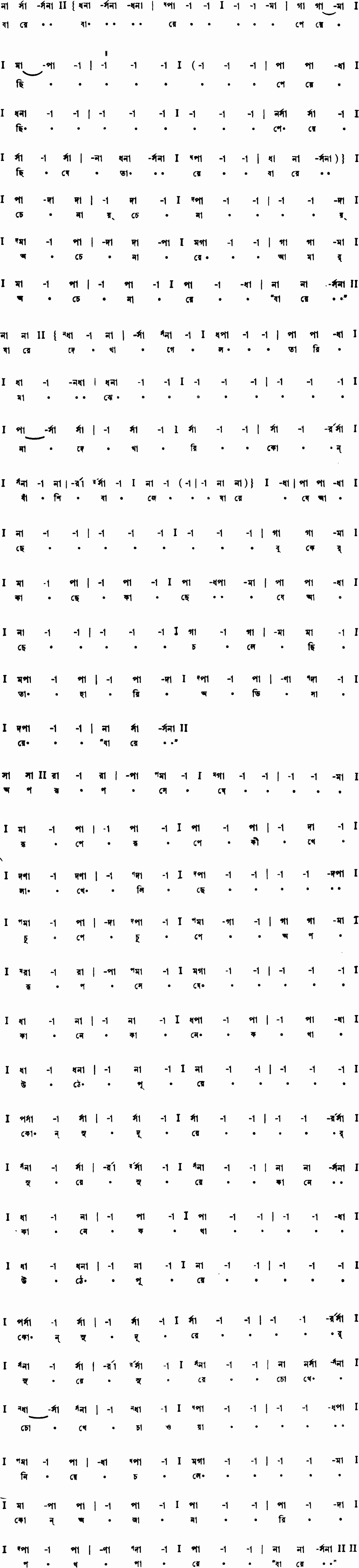 Notation bare bare peyechhi