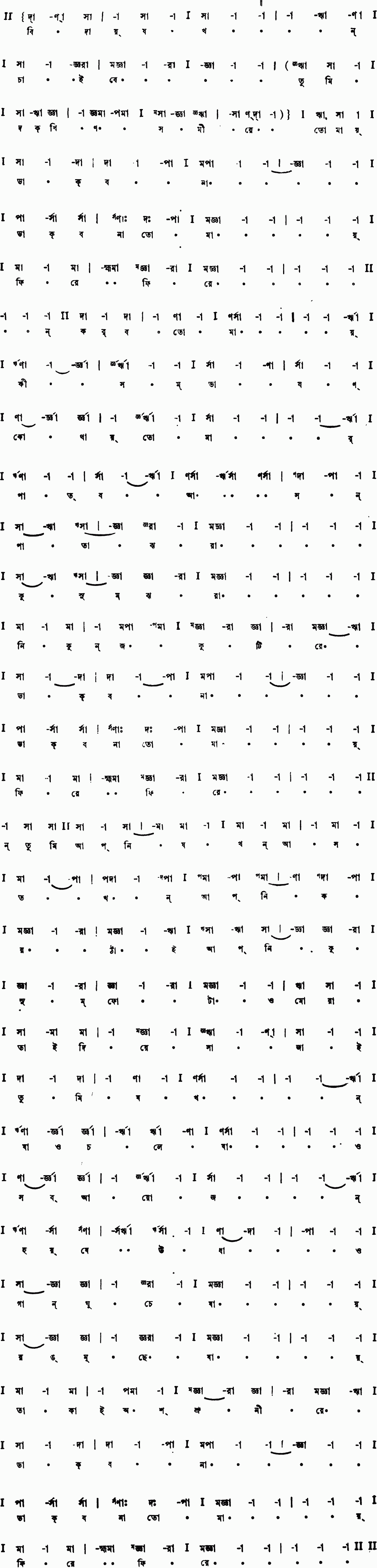 Song biday jakhon chaibe | Musical notation