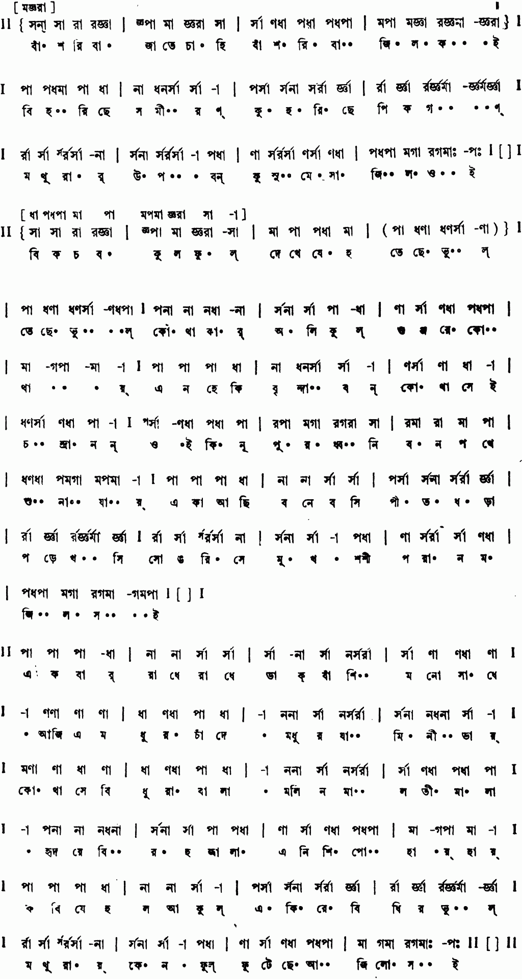 Notation bashori bajate chahi