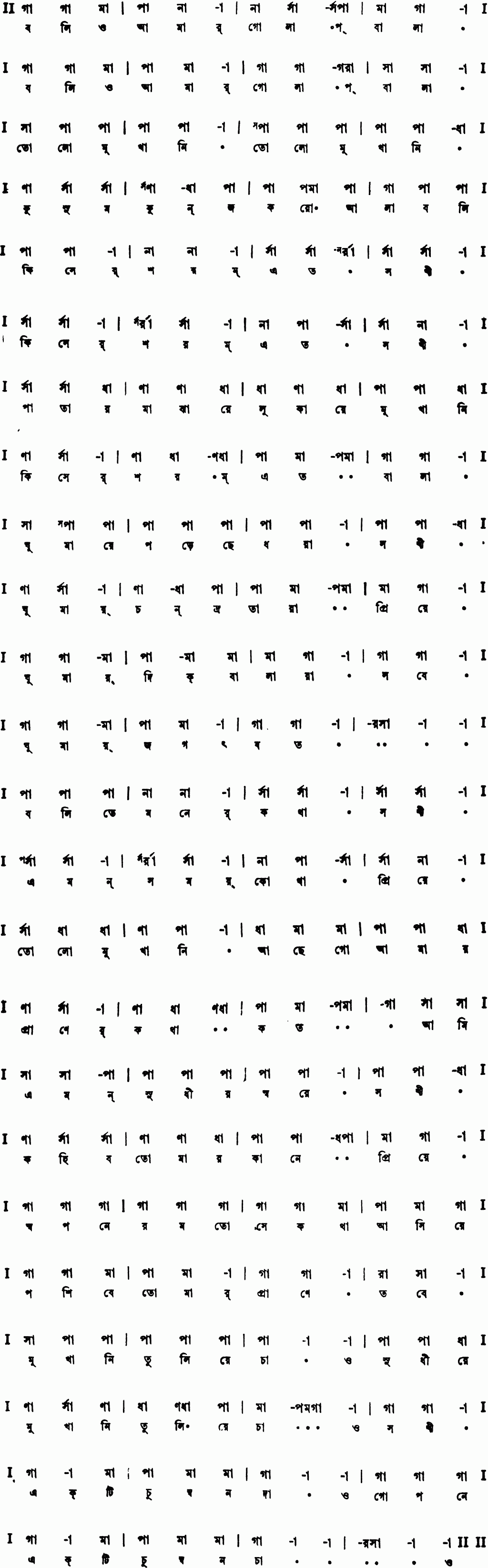 Notation boli o amar golap bala