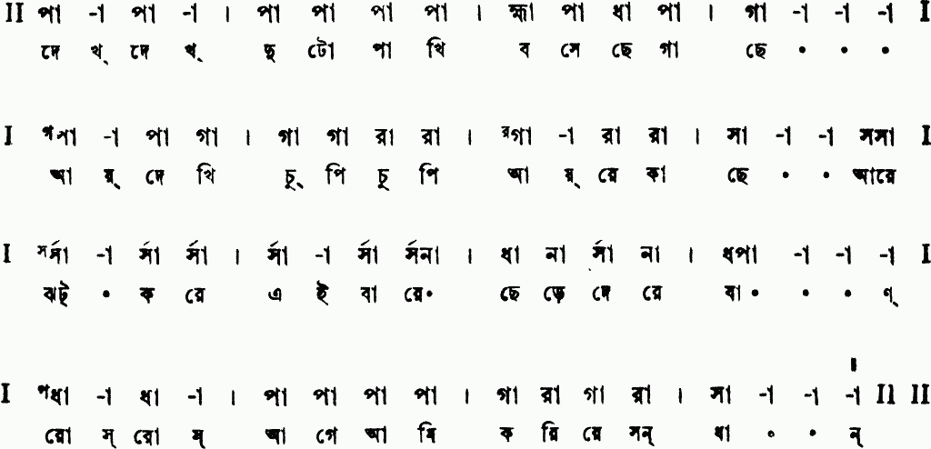 Notation dekh dekh duto pakhi