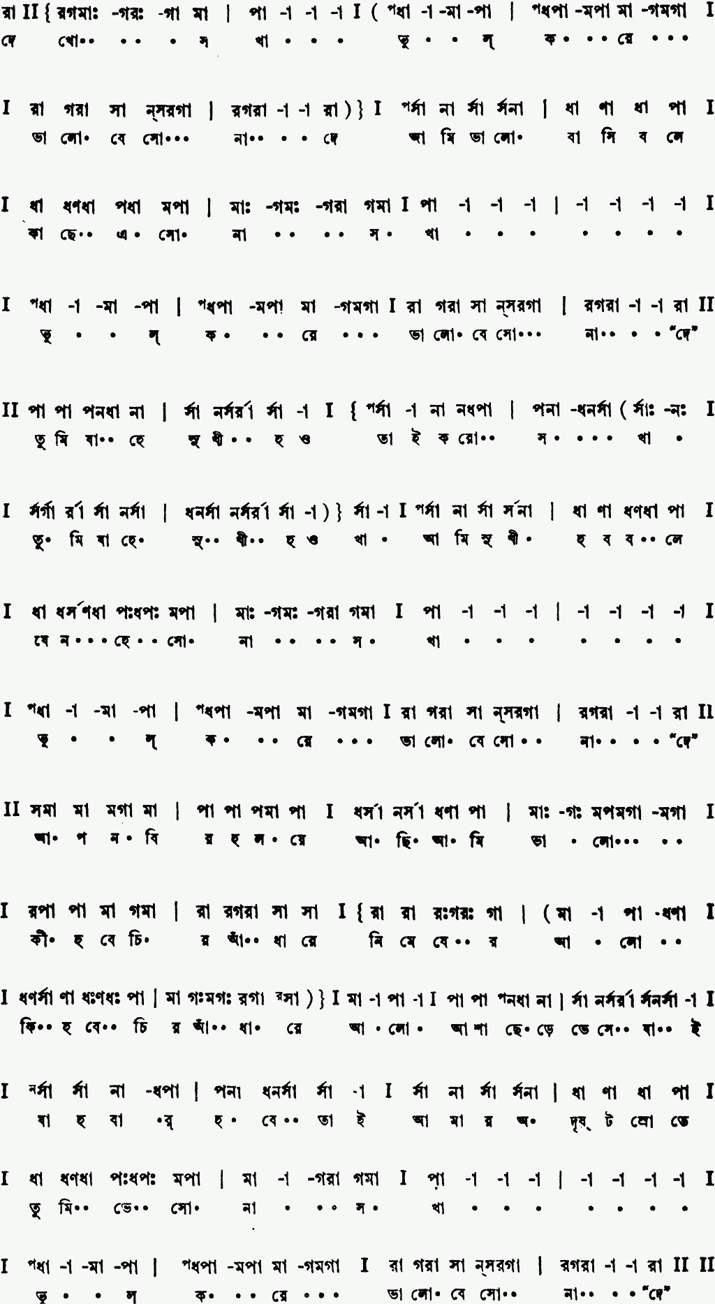 Notation dekho sakha bhul kore