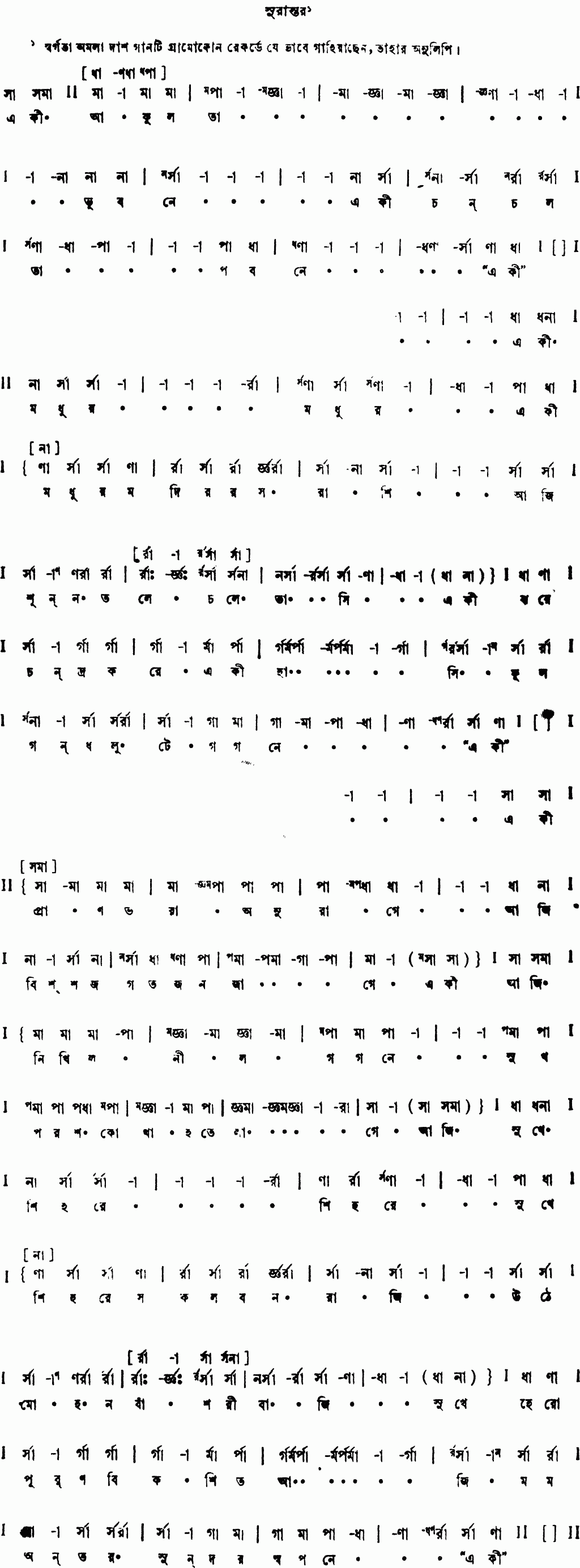 Alternate notation eki akulata bhubane