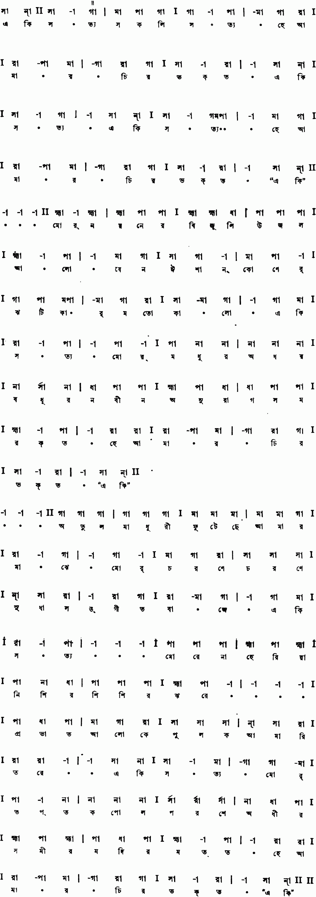 Notation e ki satya sakoli