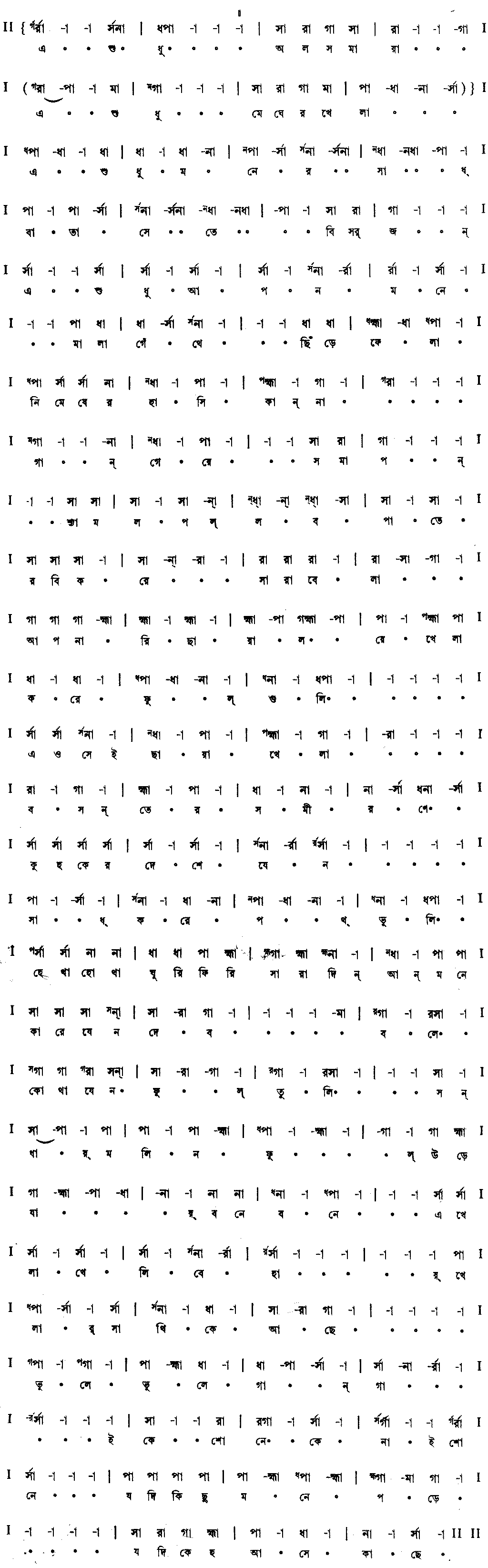 Notation e sudhu alas maya