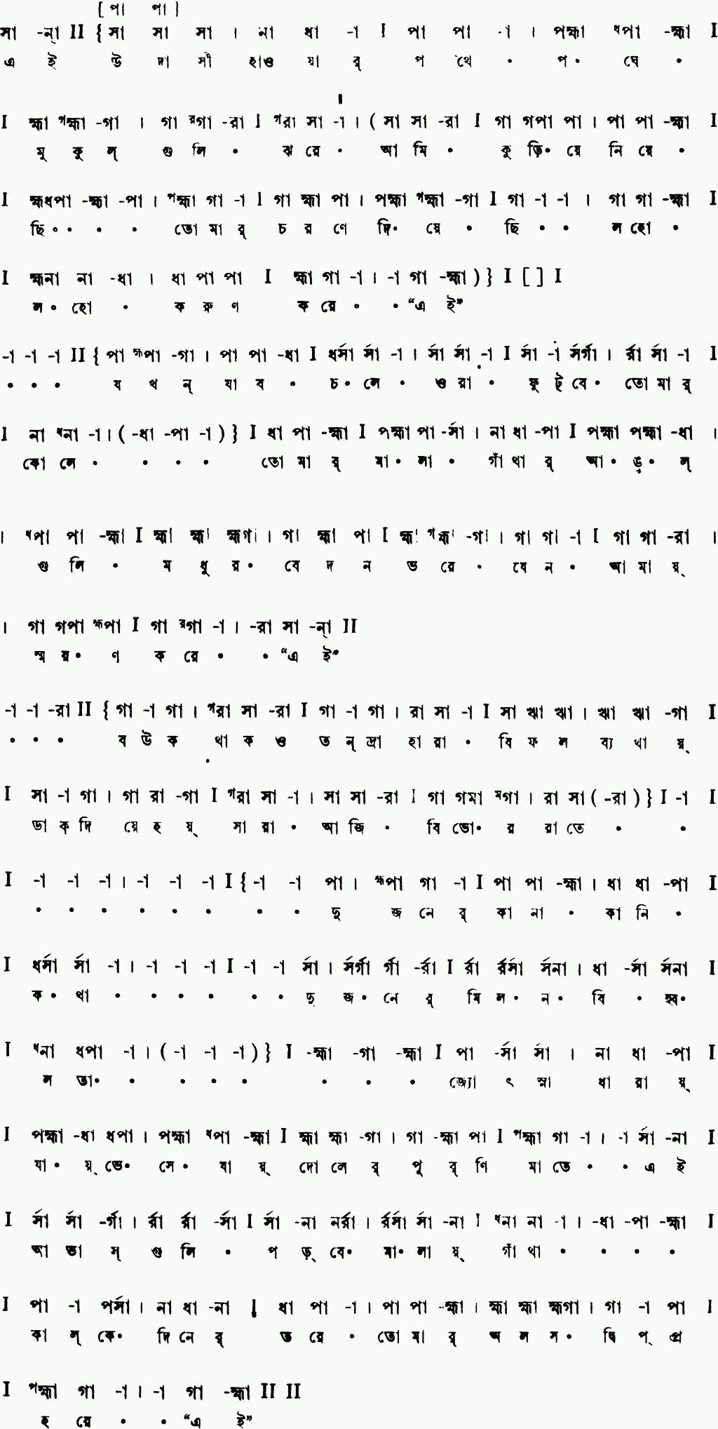 Notation ei udasi haoar pothe