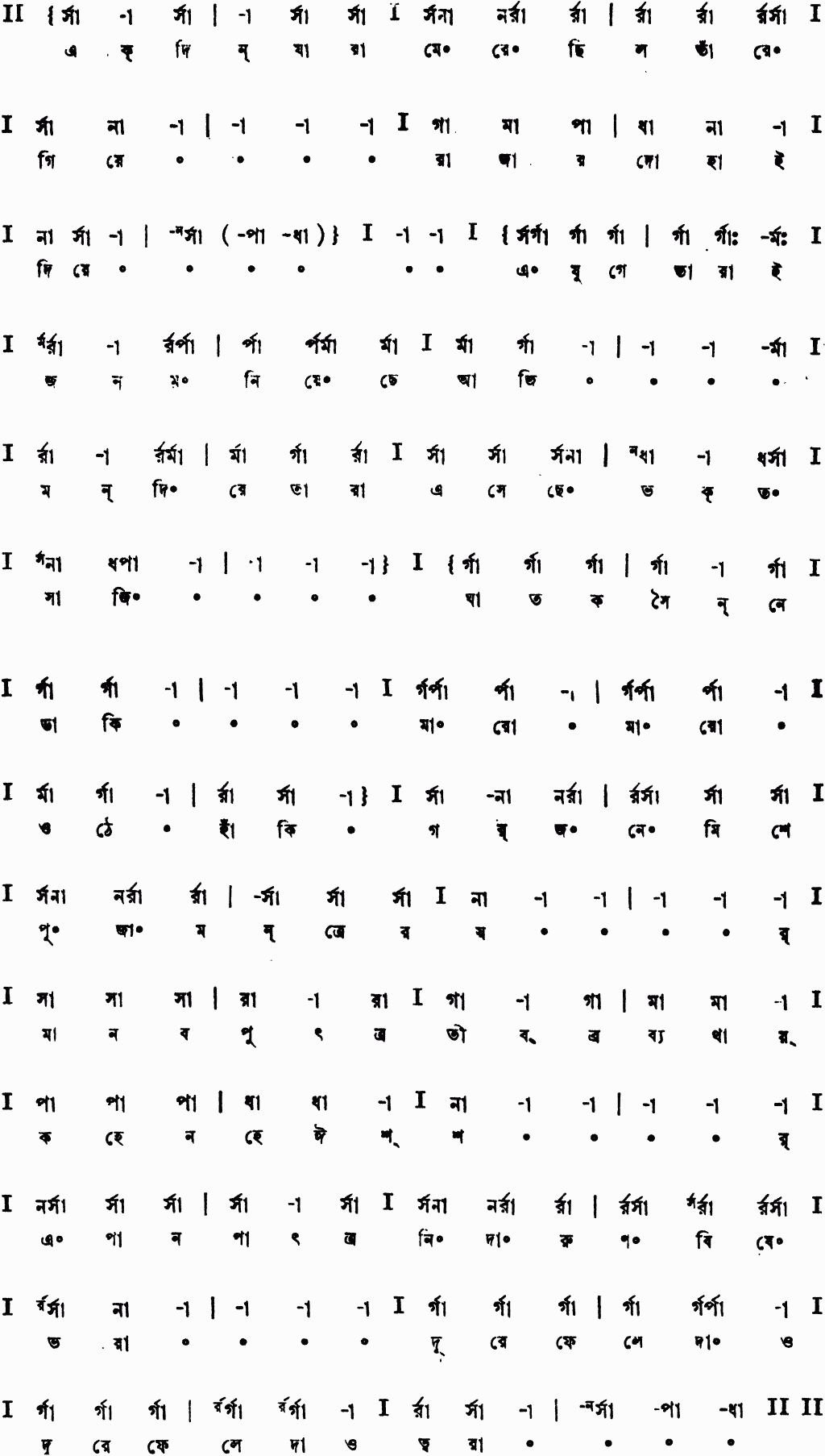 Notation ekdin jara merechhilo